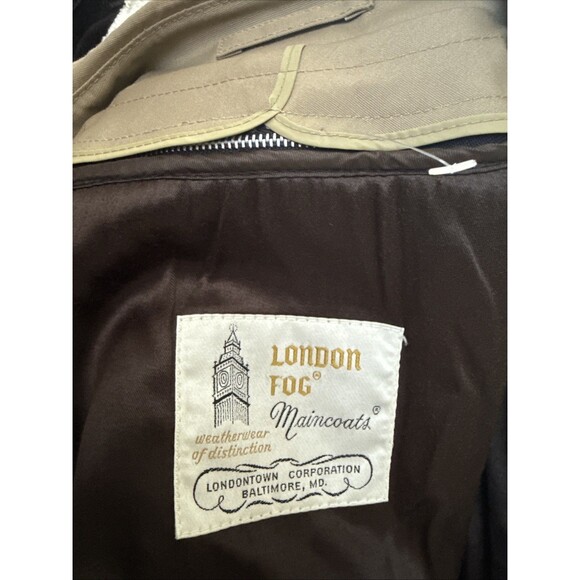 Men London Fog Trench Coat Double Breasted 42 R Zip out Faux Fur Liner $450MSRP - Picture 3 of 15
